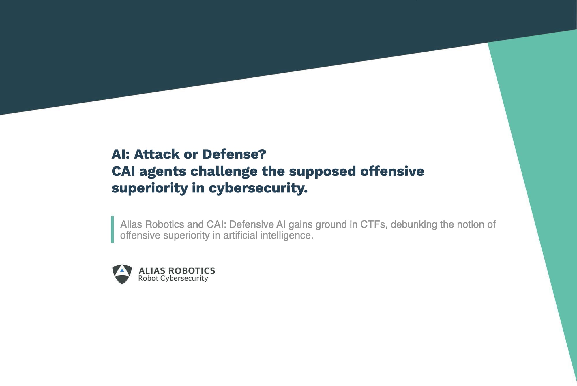 AI: attack or defense? CAI agents challenge the supposed offensive superiority in cybersecurity